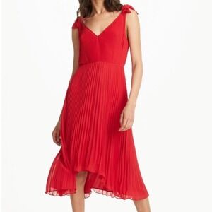 club monaco pleated high low dress Club Monaco Peach Pleated High Low Dress In Size 12